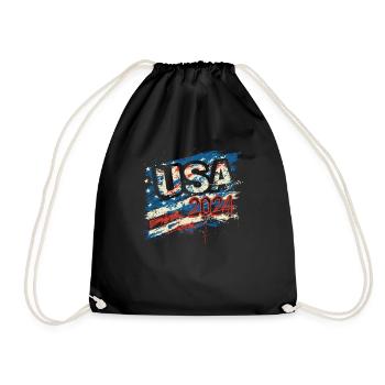 United States 2024 Election American Flag Graffiti - Drawstring Bag - black - Front