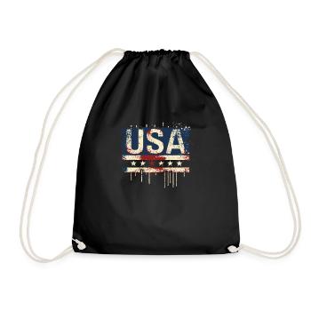 United States American Independence Day Flag - Drawstring Bag - black - Front