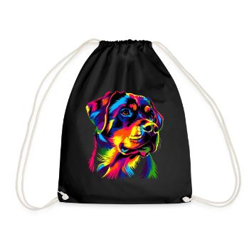 Rottweiler chien couleurs vives pop art fierté chiens - Sac de sport léger - noir - Devant
