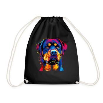 Rottweiler chien couleurs vives pop art fierté chiens - Sac de sport léger - noir - Devant