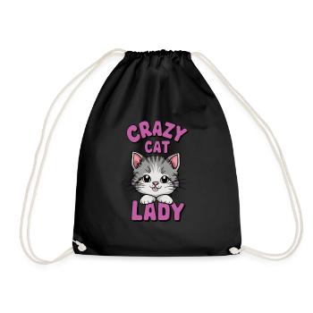 dame chat folle - Sac de sport léger - noir - Devant