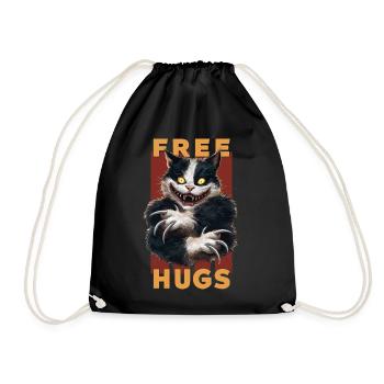 Lustige Umarmungen gratis Fierce Cat Humor Horror - Turnbeutel - Schwarz - Vorne