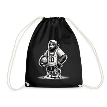 Cool gorilla with basketball and bling - Drawstring Bag - black - Front