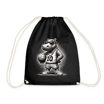 Ghetto Basketball Hippo - Turnbeutel - Schwarz - Vorne