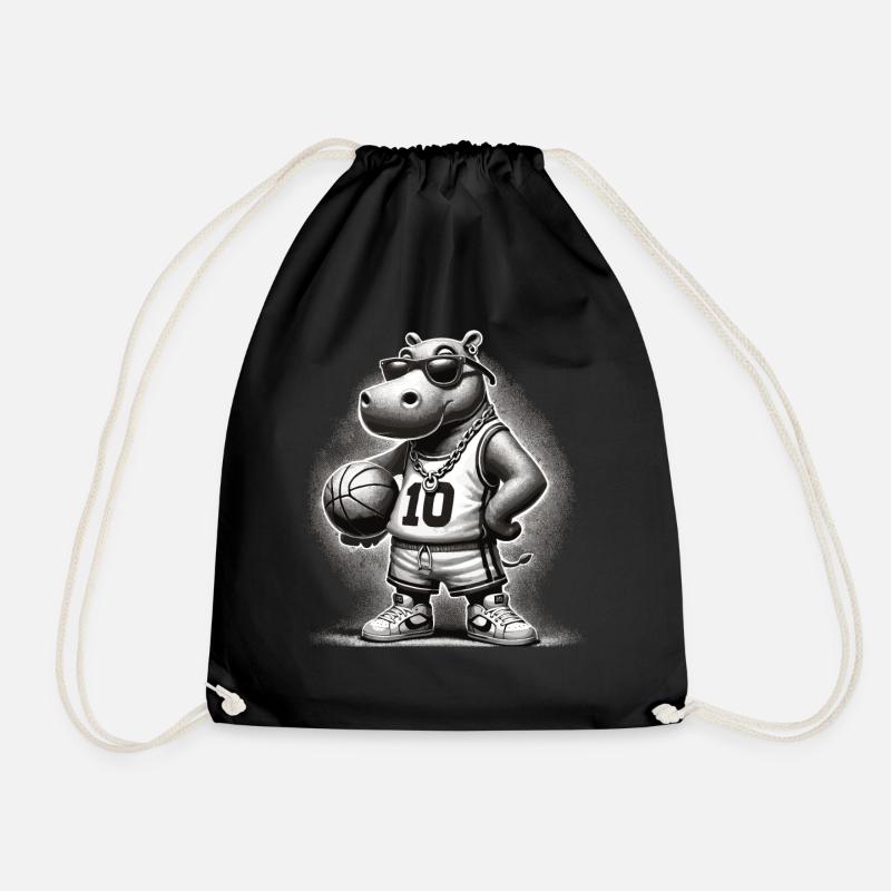 Ghetto Basketball Hippo - Turnbeutel - Schwarz