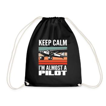Pilot Training Spruch Flight School - Drawstring Bag - black - Front