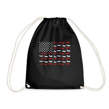 United States America Flag Pilot - Drawstring Bag - black - Front
