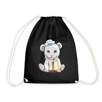 Cats, Teddy, Sailor, Maritime, Sailing Ship, Cat - Drawstring Bag - black - Front