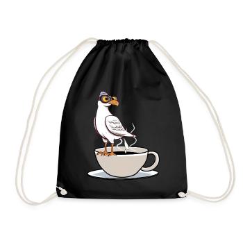 Maritime Seagull Tasse à café Café Blanc Noir - Sac de sport léger - noir - Devant