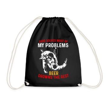 Judo solves most of my problems beer drowns the re - Drawstring Bag - black - Front