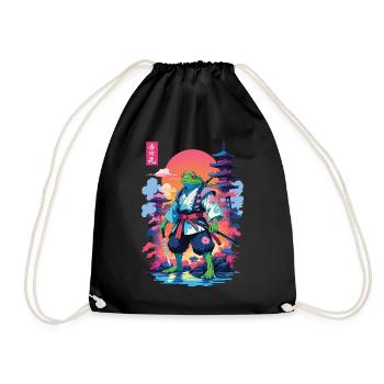 Samurai Frosch & Aesthetic Vaporwave Stil - Turnbeutel - Schwarz - Vorne