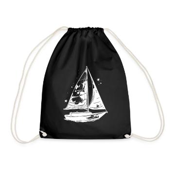 Sailboat Sketch - Drawstring Bag - black - Front