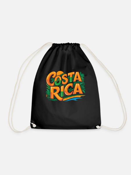 Costa Rica Souvenir Buntes Tropisches Motiv - Turnbeutel - Schwarz