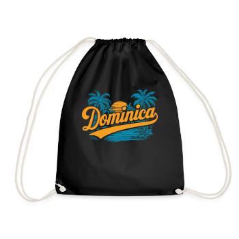 Dominica Souvenir – Tropische Palmen und - Turnbeutel - Schwarz - Vorne