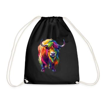 Colorful Yak: Colorful Work of Art - Drawstring Bag - black - Front