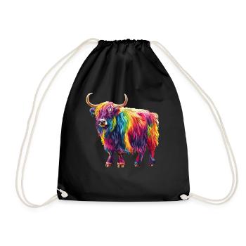 Yak Rainbow Colorful Artwork Color Joy - Drawstring Bag - black - Front