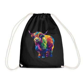 Yak Rainbow Colorful Blaze Yak - Drawstring Bag - black - Front