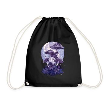 Fairycore Vintage Cottagecore Pilz Mondphasen - Turnbeutel - Schwarz - Vorne