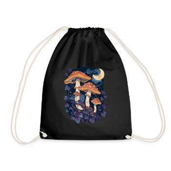 Fairycore Goblincore Pilz Mondphasen Cottagecore - Turnbeutel - Schwarz - Vorne