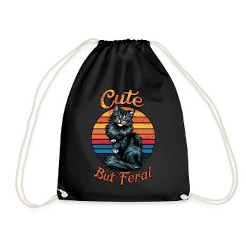 Niedliche, aber wilde Katze Design Retro Vintage - Turnbeutel - Schwarz - Vorne