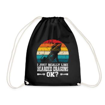 I like bearded dragons - Drawstring Bag - black - Front
