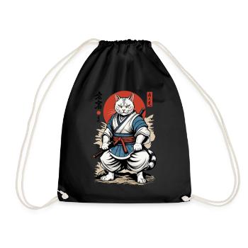 Chat Samouraï Vintage Ukiyo-E Design Japonais - Sac de sport léger - noir - Devant