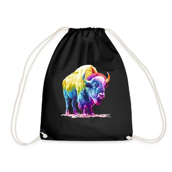 Colorful Buffalo Pop Art - Power and Nature - Drawstring Bag - black - Front