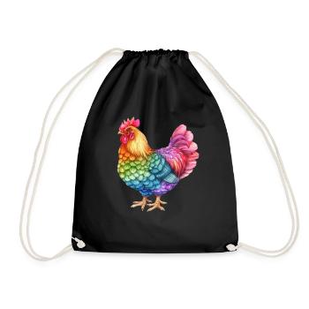 Colorful Chicken Rainbow - Colorful Chicken Life - Drawstring Bag - black - Front
