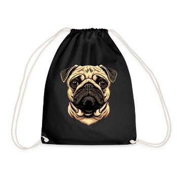 Pug Beige Dogs Love Carlin Little Cute Pug - Drawstring Bag - black - Front