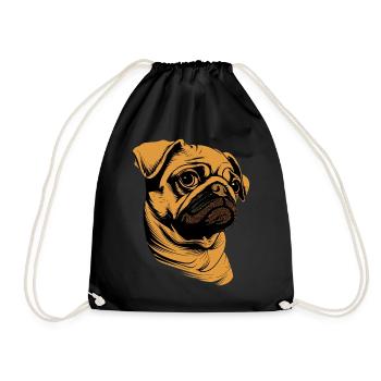 Pug Beige Dogs Love Carlin Little Cute Pug - Drawstring Bag - black - Front
