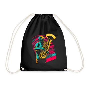 Tuba Player Comic Look - Drawstring Bag - black - Front