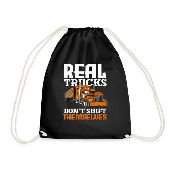 Truck Driver Fern Driver Truck Gift Idea - Drawstring Bag - black - Front