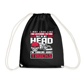 Truck Driver Truck Logistics Forwarding - Drawstring Bag - black - Front