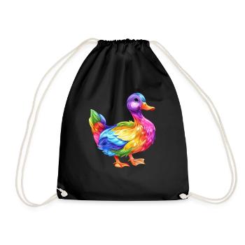 Bunte Ente Regenbogen Freudenbringer - Turnbeutel - Schwarz - Vorne
