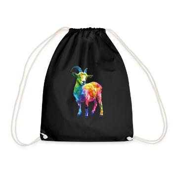 Colorful Goat Abstract Art for Animal Lovers - Drawstring Bag - black - Front