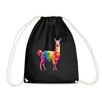 Buntes Regenbogen Lama - Turnbeutel - Schwarz - Vorne