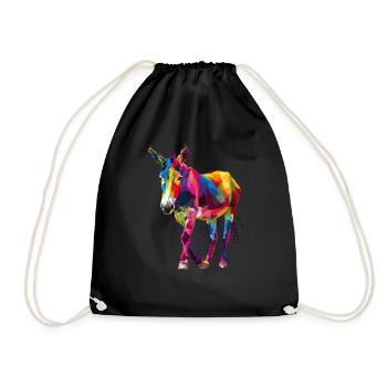 Colorful Donkey Pop Art Style - Drawstring Bag - black - Front
