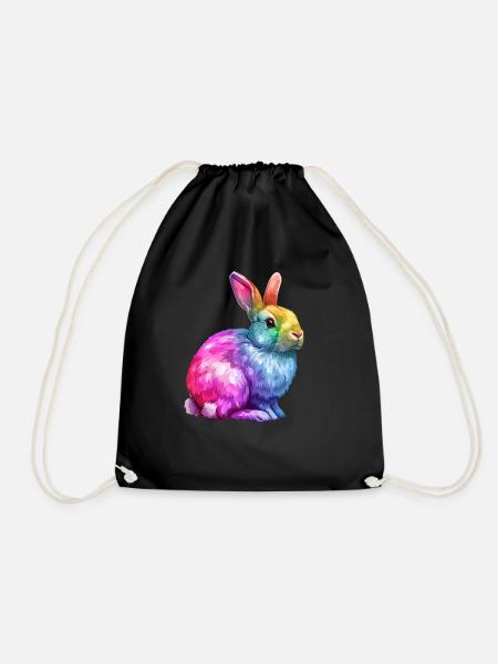 Bunter Regenbogen Hase Kunstwerk - Turnbeutel - Schwarz