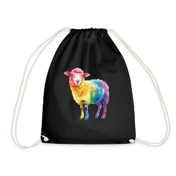 Shepherd Sheep Farm Animal Rainbow Sheep - Drawstring Bag - black - Front