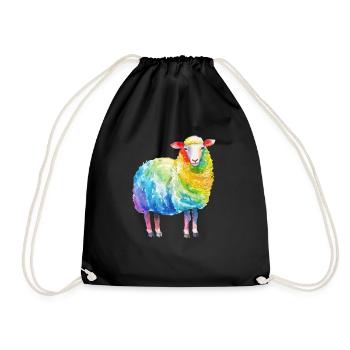 Buntes Schaf - Rainbow Sheep Farm Animal Farmer - Drawstring Bag - black - Front