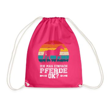 I like horses - Drawstring Bag - fuchsia - Front