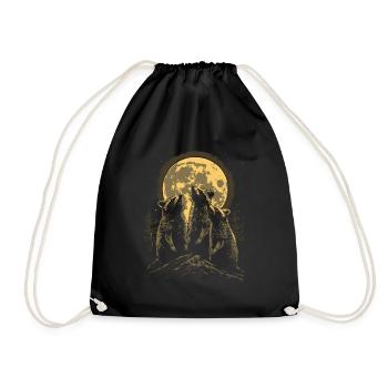 3 raton laveur lune hurlante tête de raton laveur - Sac de sport léger - noir - Devant