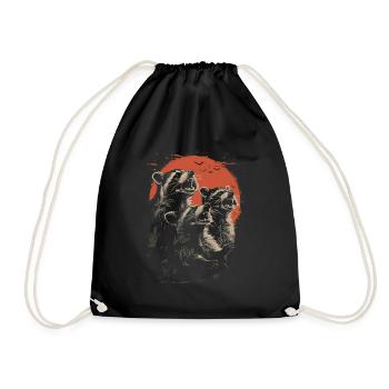 3 Raccoons Moon Funny Raccoons Graphic Design - Drawstring Bag - black - Front