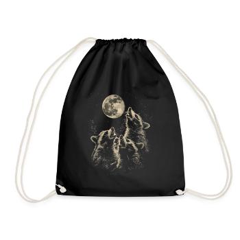 3 raton laveur lune hurlante têtes de raton laveur - Sac de sport léger - noir - Devant