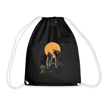 3 Raccoon Moon Howling Animal Art - Drawstring Bag - black - Front