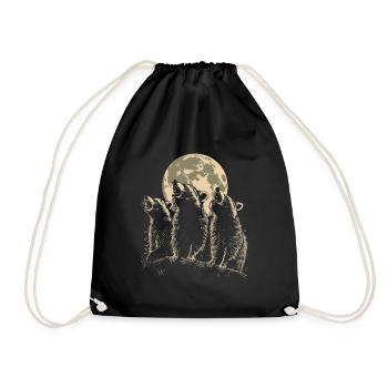 3 raton laveur lune hurlant raton laveur mignon - Sac de sport léger - noir - Devant