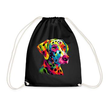 Dalmatian Dogs Colorful Colors Pop Art Rainbow - Drawstring Bag - black - Front