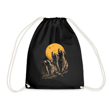 3 Raccoons Moon Howling Funny Design - Drawstring Bag - black - Front