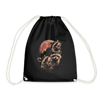 3 ratons laveurs lune hurlant mignon tête drôle - Sac de sport léger - noir - Devant