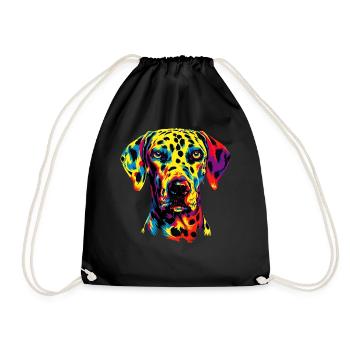 Dalmatian Dogs Colorful Colors Pop Art Rainbow - Drawstring Bag - black - Front